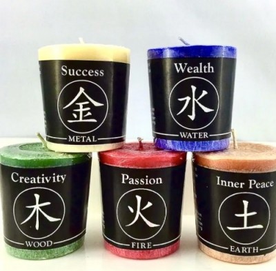 「風水キャンドル(小)五個セット(木・火・土・金・水)」