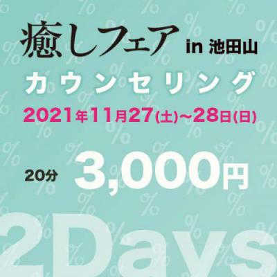 【癒しフェアin池田山】20分3,000円/豪華講師による個人カウンセリング